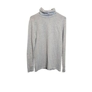 Athleta Turtleneck Top Womens Medium Grey Textured Long Sleeve Athleisure Casual